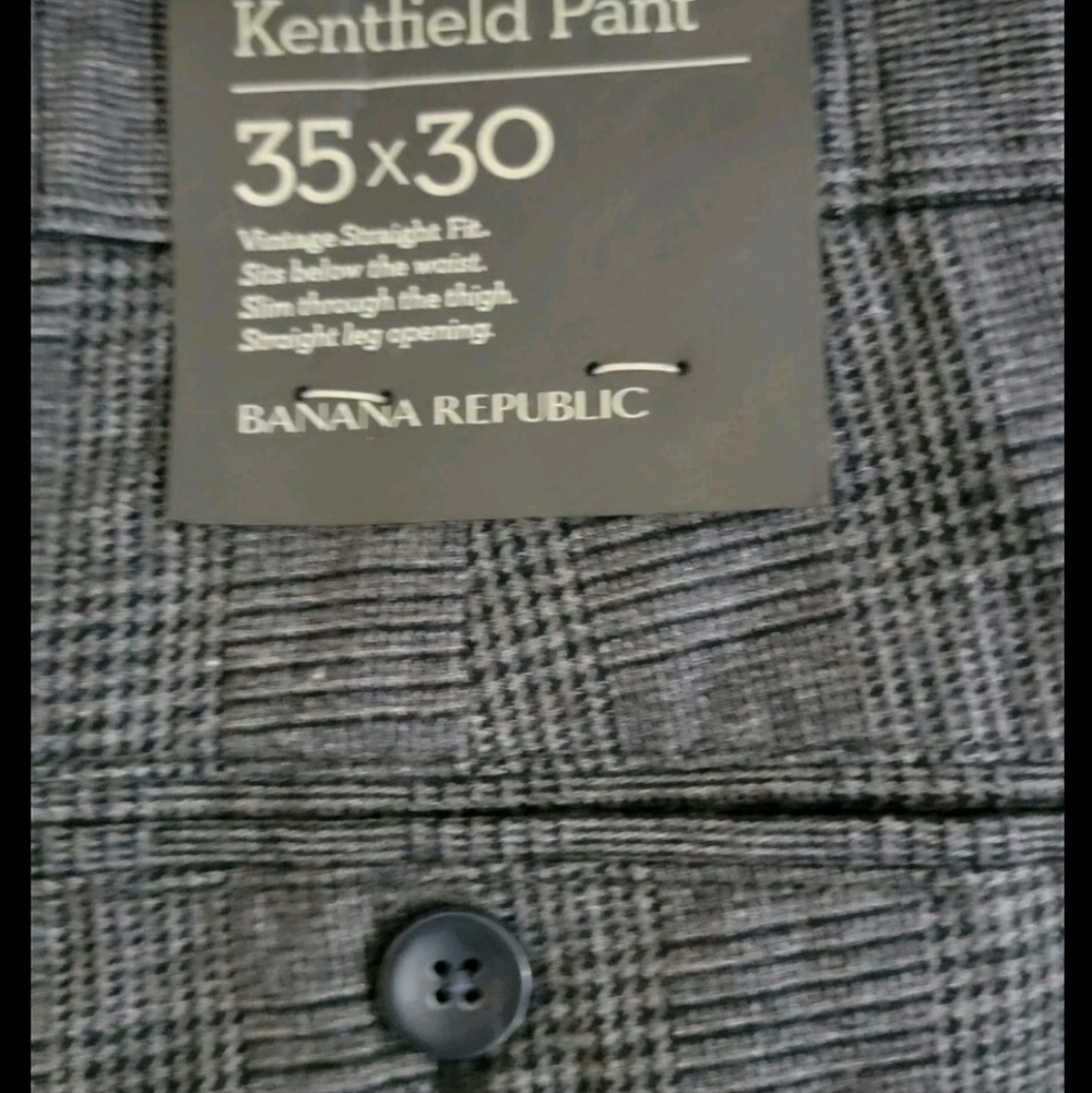 Banana Republic Kentfield Men's Straight Fit Dark Gray Plaid Pants Sz 35x30 - Picture 12 of 12